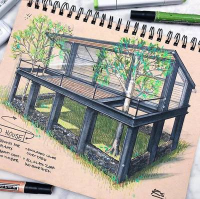 「遠川繪-手繪臨摹444Day」游走于建筑、室內、產品的設計大觸--青蛙設計師Reid Schlegel